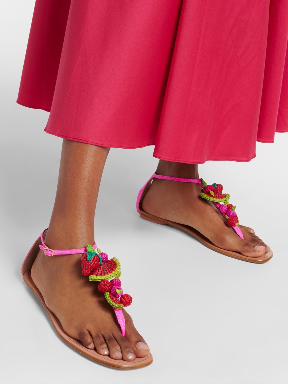 New Aquazzura Strawberry Punch raffia thong sandals 37 $875 - Picture 5 of 14